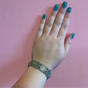 Turquoise & Silver Elastic Bracelet